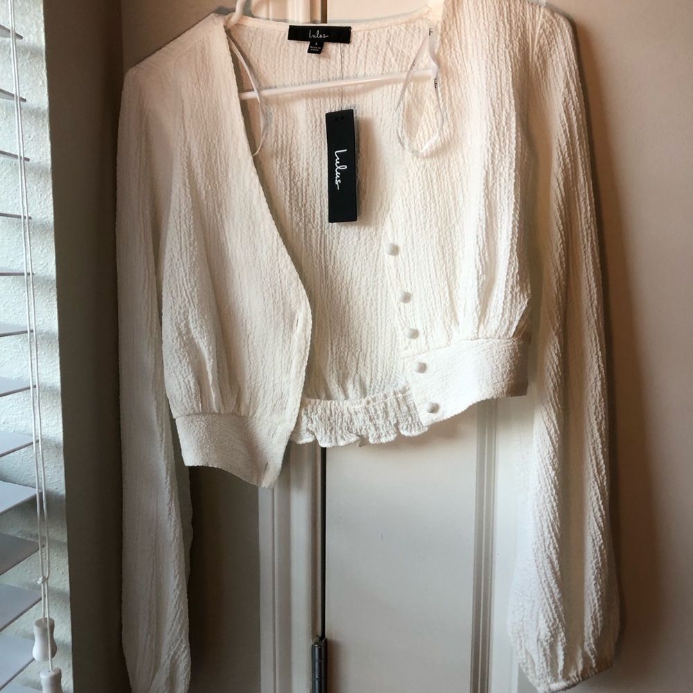 White Button Up Crop Top